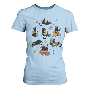 Funny Black Cat Lover Cinco De Mayo T Shirt For Women Mexican Fiesta Gift TS12 Light Blue Print Your Wear