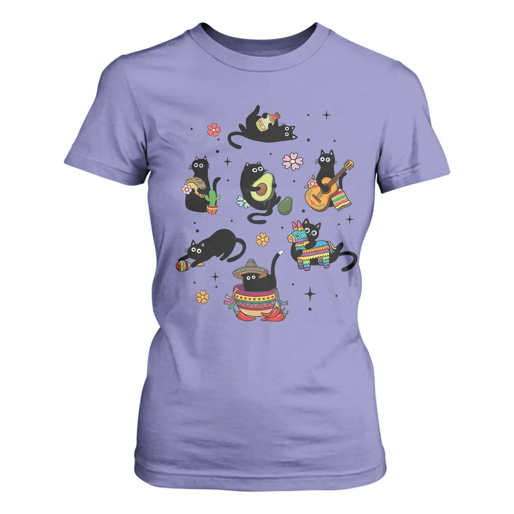Funny Black Cat Lover Cinco De Mayo T Shirt For Women Mexican Fiesta Gift TS12 Violet Print Your Wear