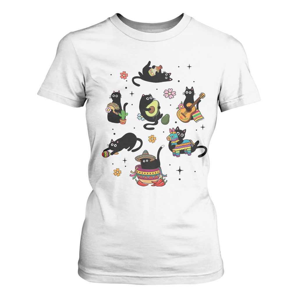Funny Black Cat Lover Cinco De Mayo T Shirt For Women Mexican Fiesta Gift TS12 White Print Your Wear
