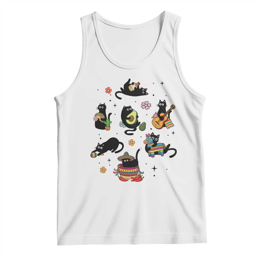 Funny Black Cat Lover Cinco De Mayo Tank Top Mexican Fiesta Gift TS12 White Print Your Wear
