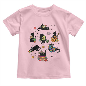 Funny Black Cat Lover Cinco De Mayo Toddler T Shirt Mexican Fiesta Gift TS12 Light Pink Print Your Wear