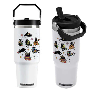 Funny Black Cat Lover Cinco De Mayo Flip Straw Tumbler Mexican Fiesta Gift TS12 One Size: 30 oz White Print Your Wear