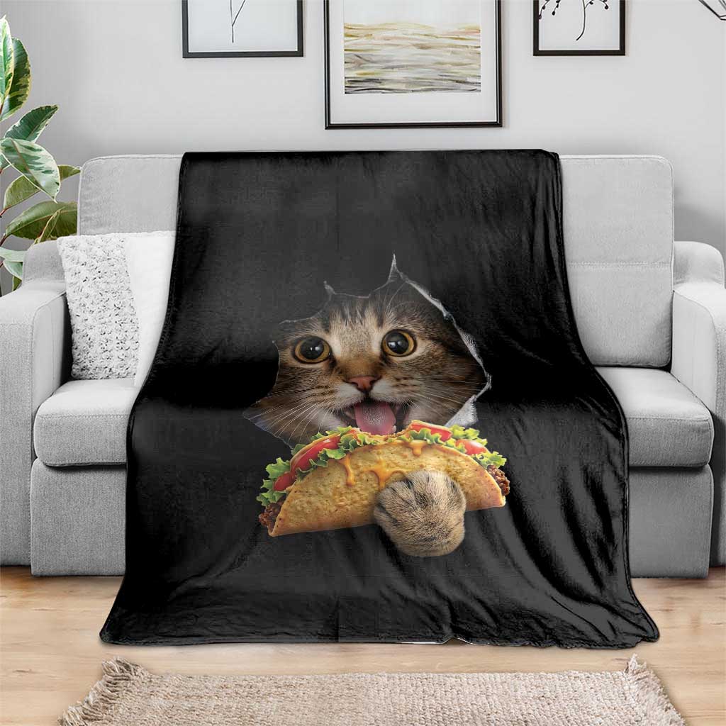 Funny Cat Eating Taco Throw Blanket Mexican Food Lover Gift TS12 Print Your Wear