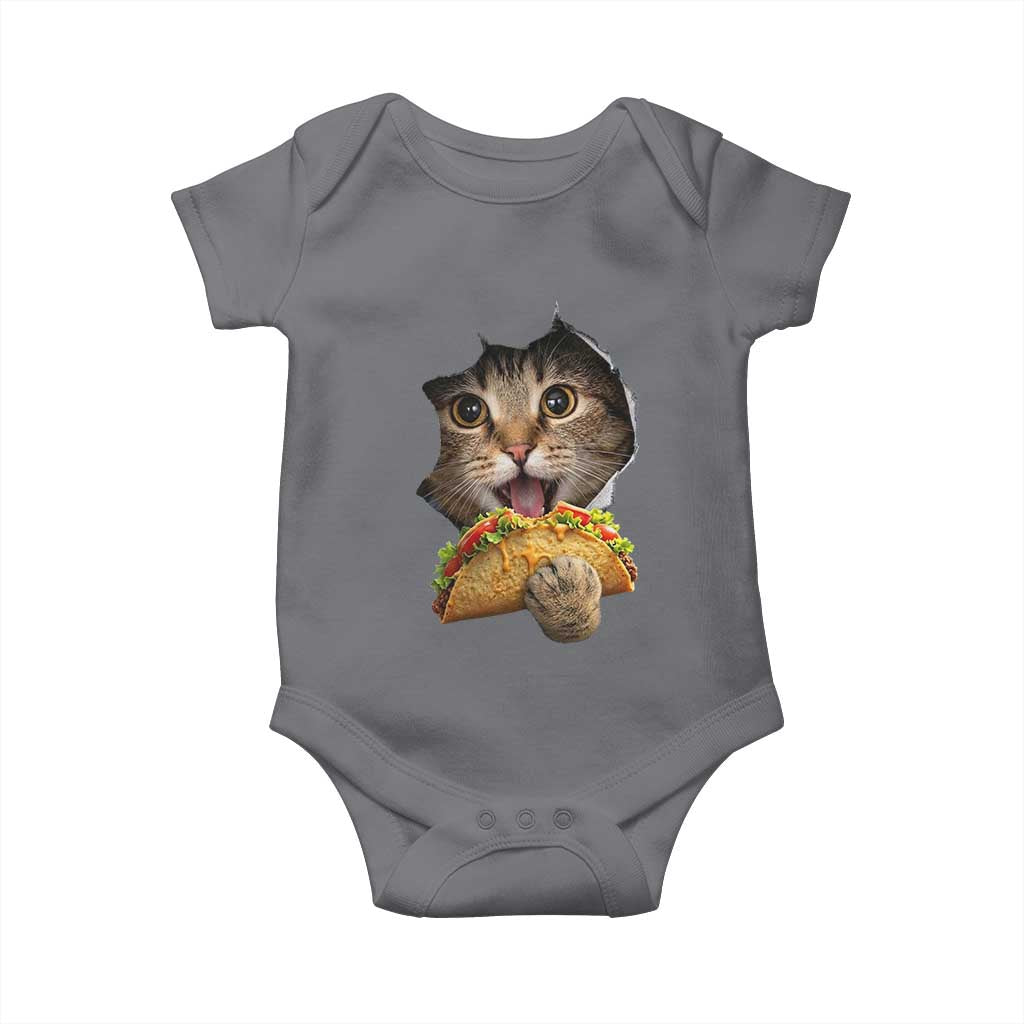 Funny Cat Eating Taco Baby Onesie Mexican Food Lover Gift TS12 Charcoal Print Your Wear