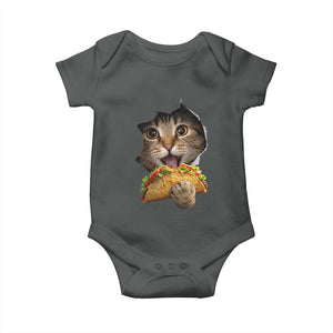 Funny Cat Eating Taco Baby Onesie Mexican Food Lover Gift TS12 Dark Heather Print Your Wear