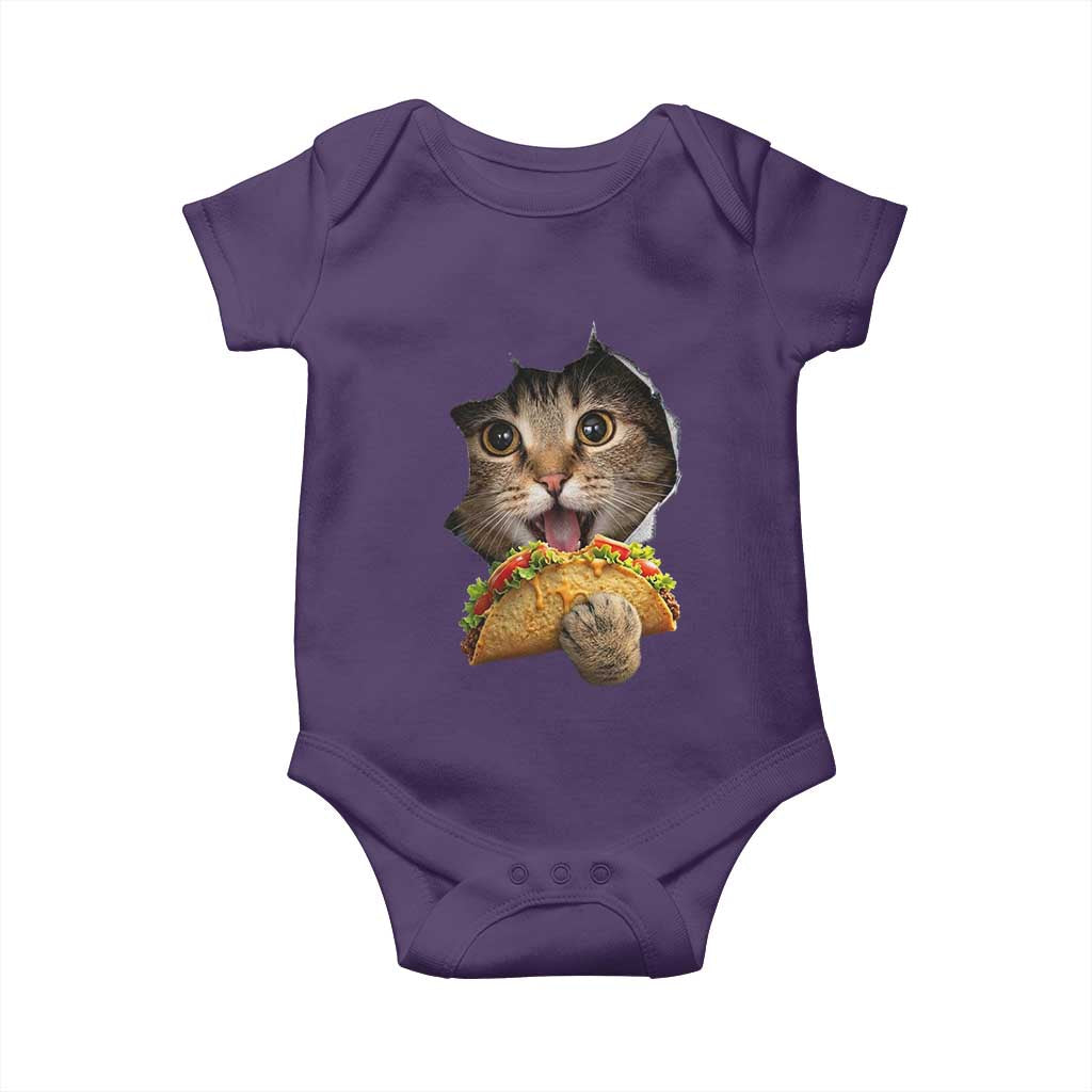 Funny Cat Eating Taco Baby Onesie Mexican Food Lover Gift TS12 Purple Print Your Wear