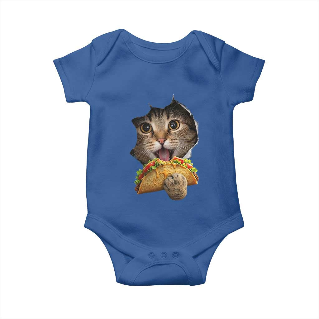 Funny Cat Eating Taco Baby Onesie Mexican Food Lover Gift TS12 Royal Blue Print Your Wear