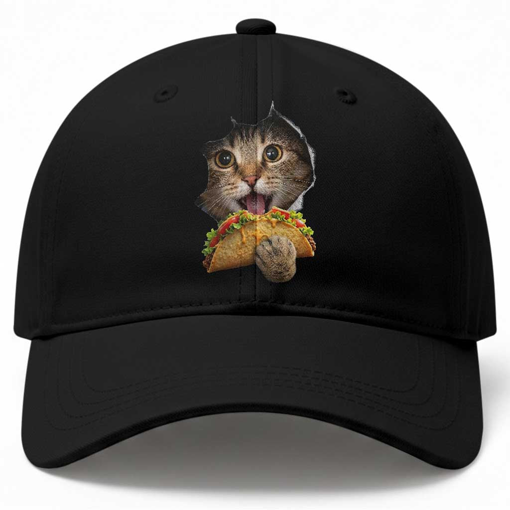 Funny Cat Eating Taco Baseball Cap Mexican Food Lover Gift TS12 Print Your Wear