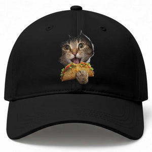 Funny Cat Eating Taco Baseball Cap Mexican Food Lover Gift TS12 Print Your Wear