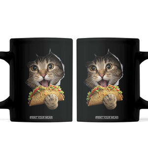 Funny Cat Eating Taco Coffee Mug Mexican Food Lover Gift TS12 Black Print Your Wear