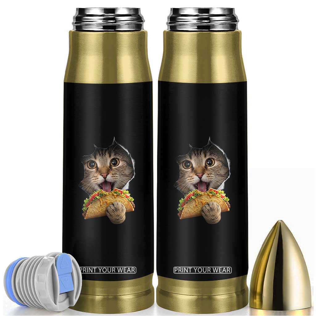 Funny Cat Eating Taco Bullet Tumbler Mexican Food Lover Gift TS12 Black Print Your Wear