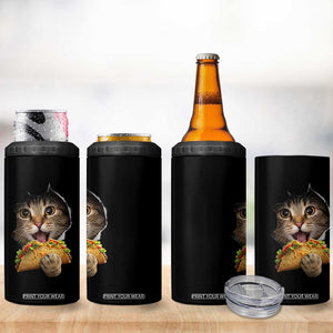 Funny Cat Eating Taco 4 in 1 Can Cooler Tumbler Mexican Food Lover Gift TS12 Print Your Wear