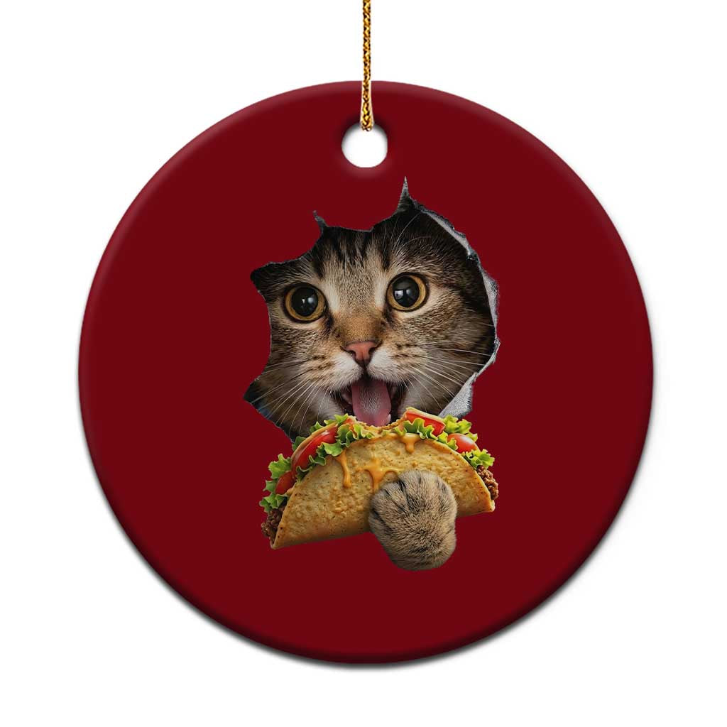 Funny Cat Eating Taco Ceramic Ornament Mexican Food Lover Gift TS12 1pc Red Print Your Wear