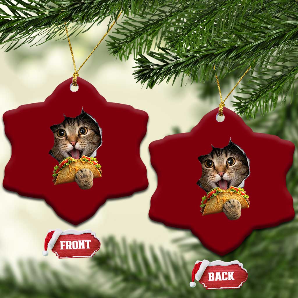 Funny Cat Eating Taco Ceramic Ornament Mexican Food Lover Gift TS12 Print Your Wear