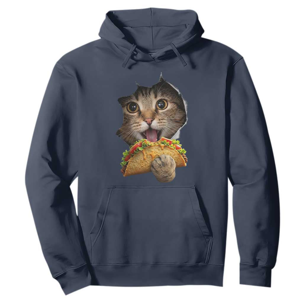 Funny Cat Eating Taco Hoodie Mexican Food Lover Gift TS12 Navy Print Your Wear