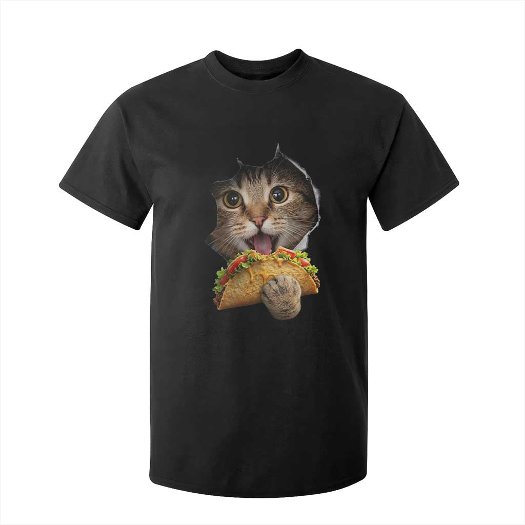Funny Cat Eating Taco T Shirt For Kid Mexican Food Lover Gift TS12 Black Print Your Wear