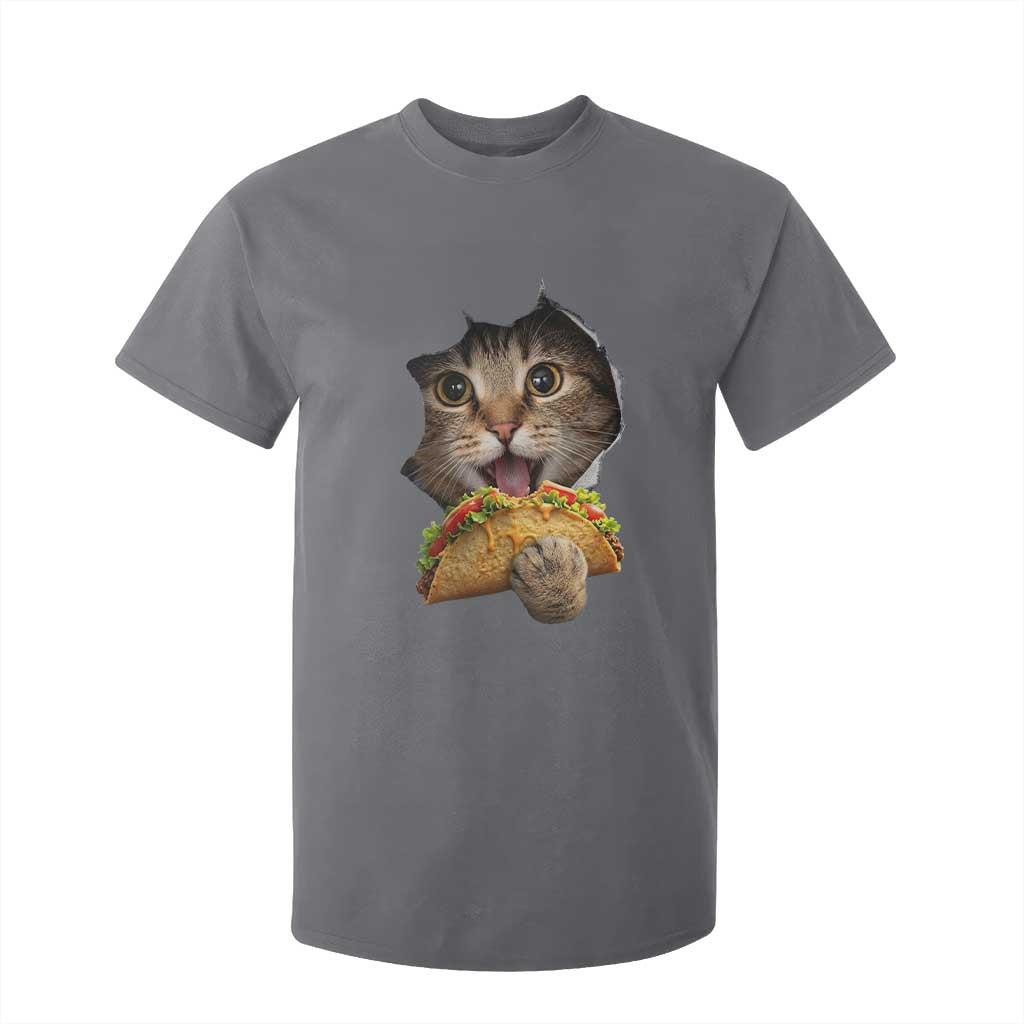 Funny Cat Eating Taco T Shirt For Kid Mexican Food Lover Gift TS12 Charcoal Print Your Wear