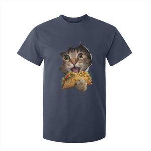 Funny Cat Eating Taco T Shirt For Kid Mexican Food Lover Gift TS12 Navy Print Your Wear