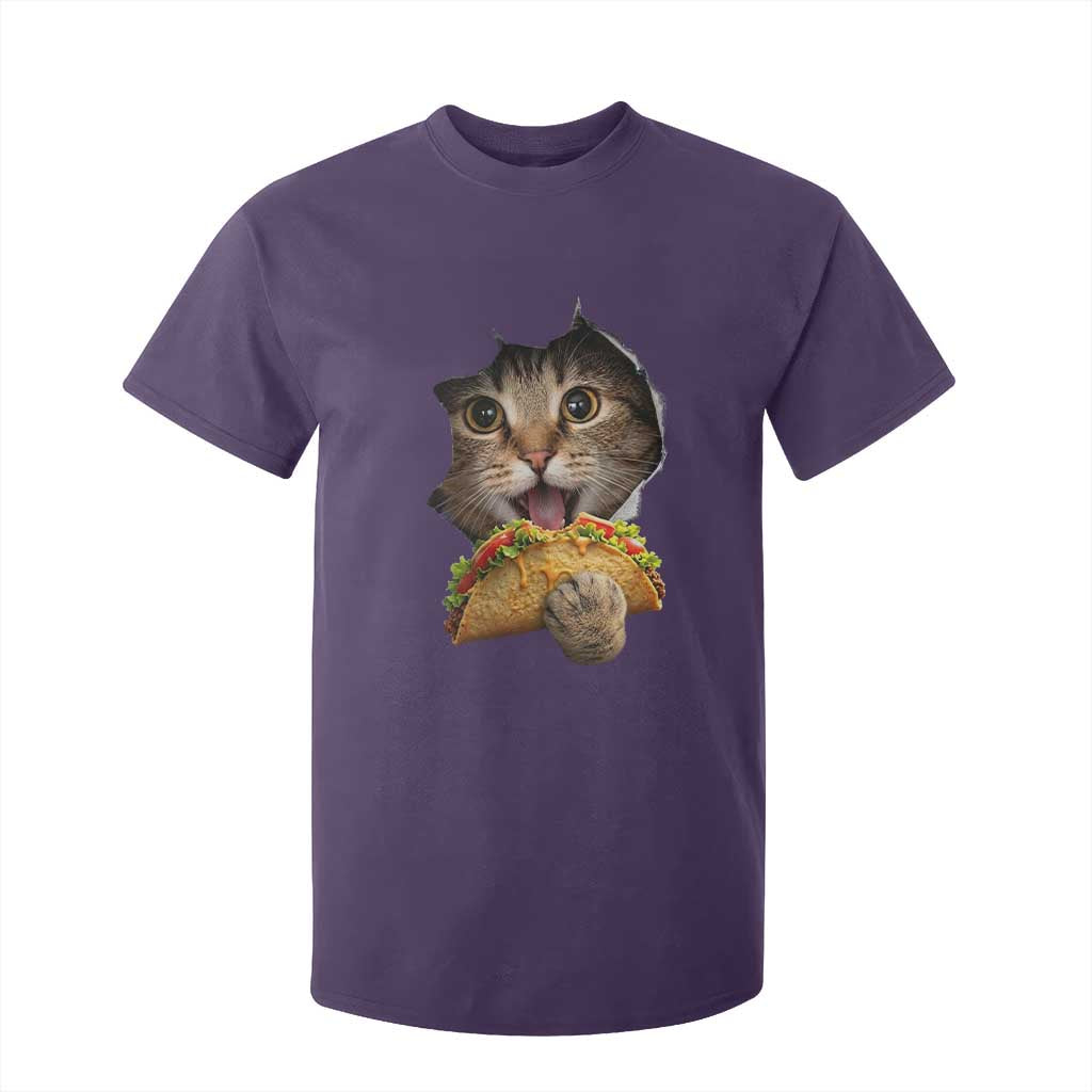 Funny Cat Eating Taco T Shirt For Kid Mexican Food Lover Gift TS12 Purple Print Your Wear