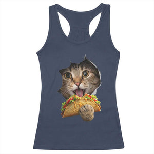 Funny Cat Eating Taco Racerback Tank Top Mexican Food Lover Gift TS12 Navy Print Your Wear