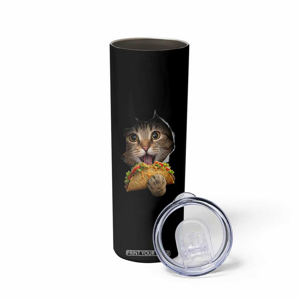 Funny Cat Eating Taco Skinny Tumbler Mexican Food Lover Gift TS12 Print Your Wear