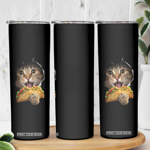 Funny Cat Eating Taco Skinny Tumbler Mexican Food Lover Gift TS12 Print Your Wear