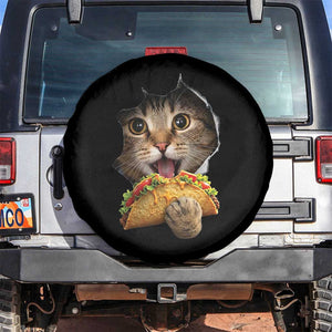 Funny Cat Eating Taco Spare Tire Cover Mexican Food Lover Gift TS12 No hole Black Print Your Wear