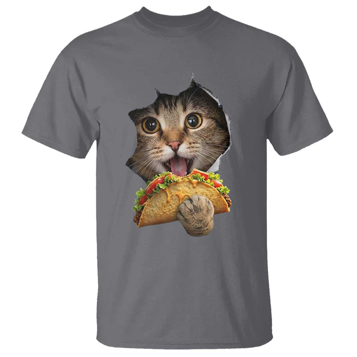 Funny Cat Eating Taco T Shirt Mexican Food Lover Gift TS12 Charcoal Print Your Wear