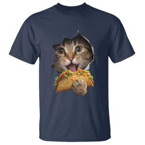 Funny Cat Eating Taco T Shirt Mexican Food Lover Gift TS12 Navy Print Your Wear