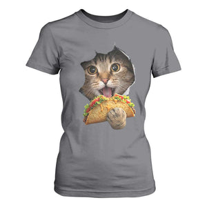 Funny Cat Eating Taco T Shirt For Women Mexican Food Lover Gift TS12 Charcoal Print Your Wear