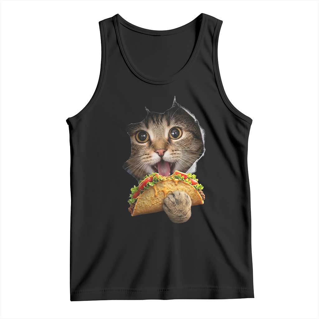 Funny Cat Eating Taco Tank Top Mexican Food Lover Gift TS12 Black Print Your Wear