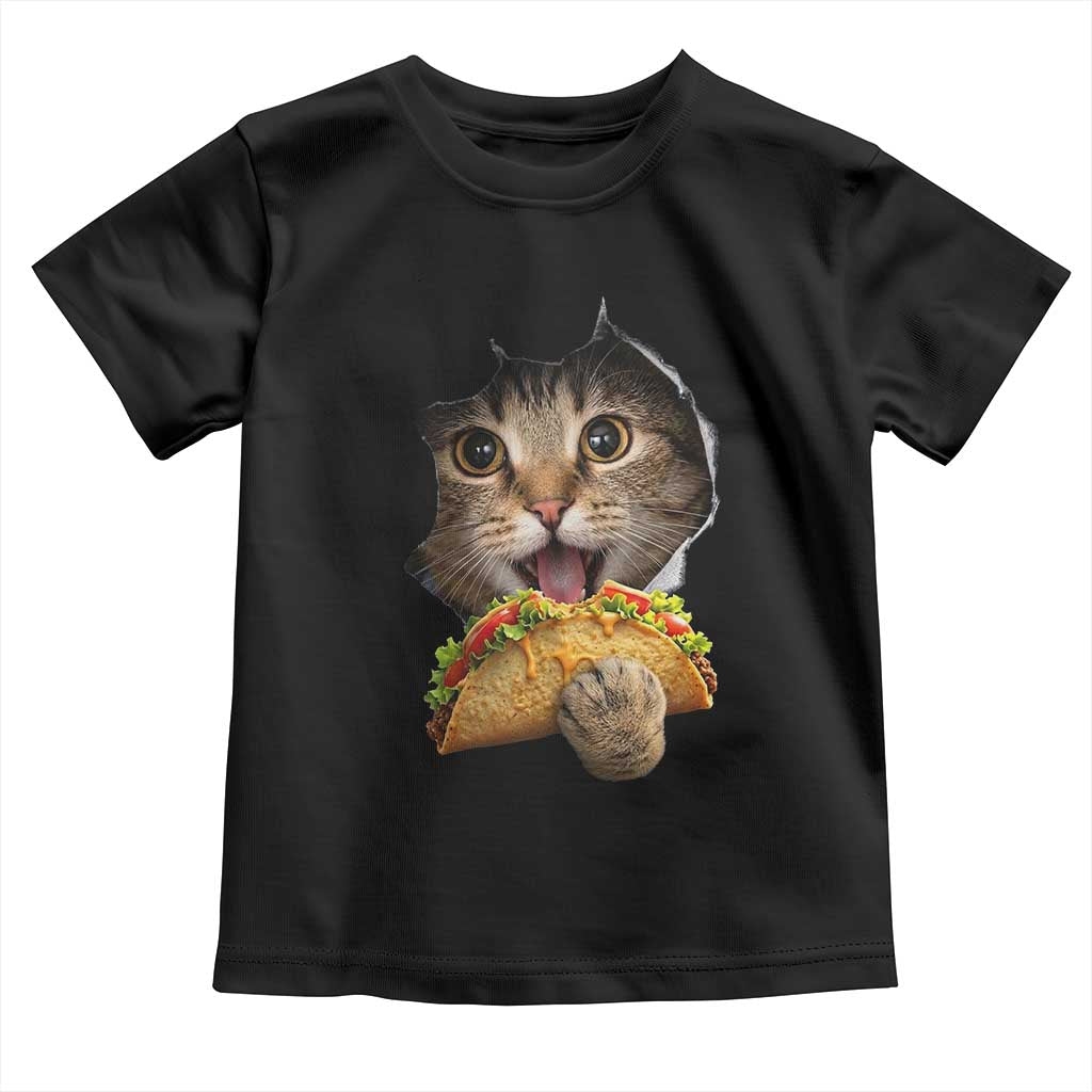 Funny Cat Eating Taco Toddler T Shirt Mexican Food Lover Gift TS12 Black Print Your Wear