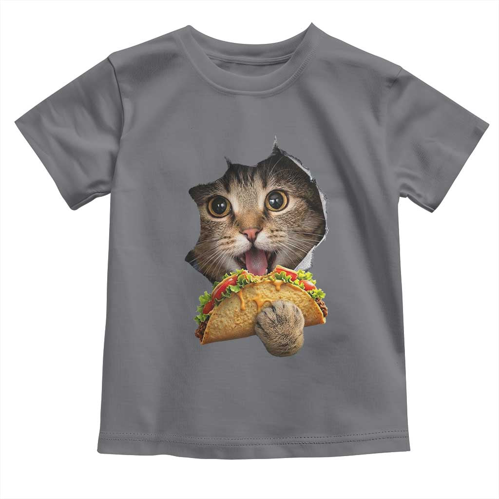 Funny Cat Eating Taco Toddler T Shirt Mexican Food Lover Gift TS12 Charcoal Print Your Wear