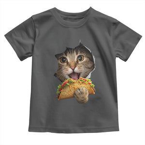 Funny Cat Eating Taco Toddler T Shirt Mexican Food Lover Gift TS12 Dark Heather Print Your Wear