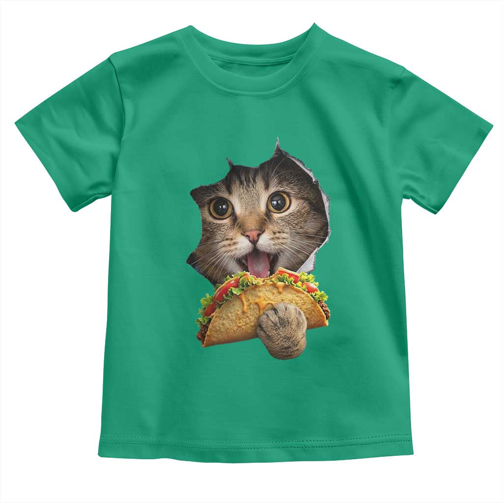 Funny Cat Eating Taco Toddler T Shirt Mexican Food Lover Gift TS12 Irish Green Print Your Wear