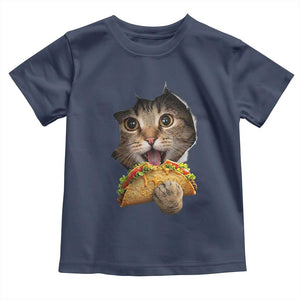 Funny Cat Eating Taco Toddler T Shirt Mexican Food Lover Gift TS12 Navy Print Your Wear