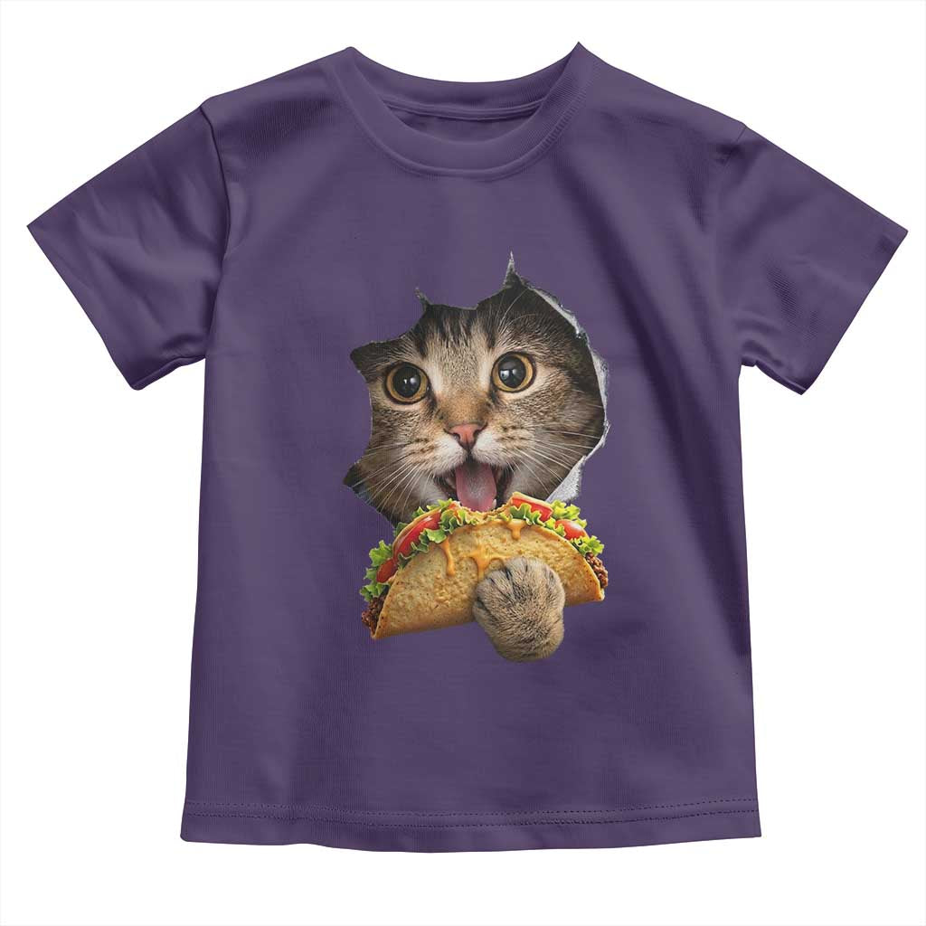 Funny Cat Eating Taco Toddler T Shirt Mexican Food Lover Gift TS12 Purple Print Your Wear
