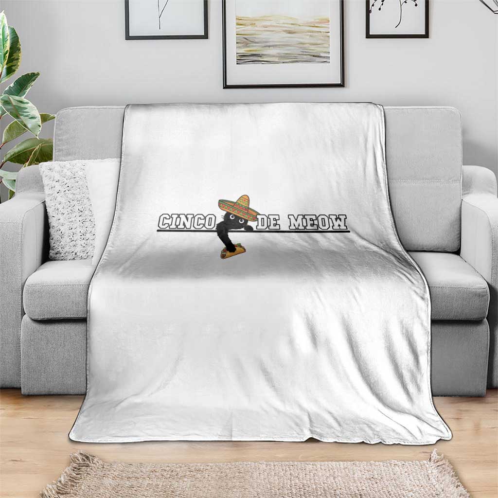 Funny Cinco De Meow Throw Blanket Cute Black Cat Eating Taco TS12 Print Your Wear