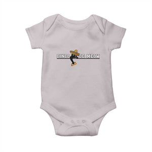 Funny Cinco De Meow Baby Onesie Cute Black Cat Eating Taco TS12 Ice Gray Print Your Wear