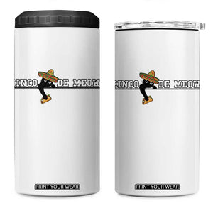 Funny Cinco De Meow 4 in 1 Can Cooler Tumbler Cute Black Cat Eating Taco TS12 One Size: 16 oz White Print Your Wear