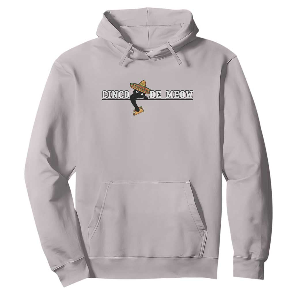 Funny Cinco De Meow Hoodie Cute Black Cat Eating Taco TS12 Ice Gray Print Your Wear