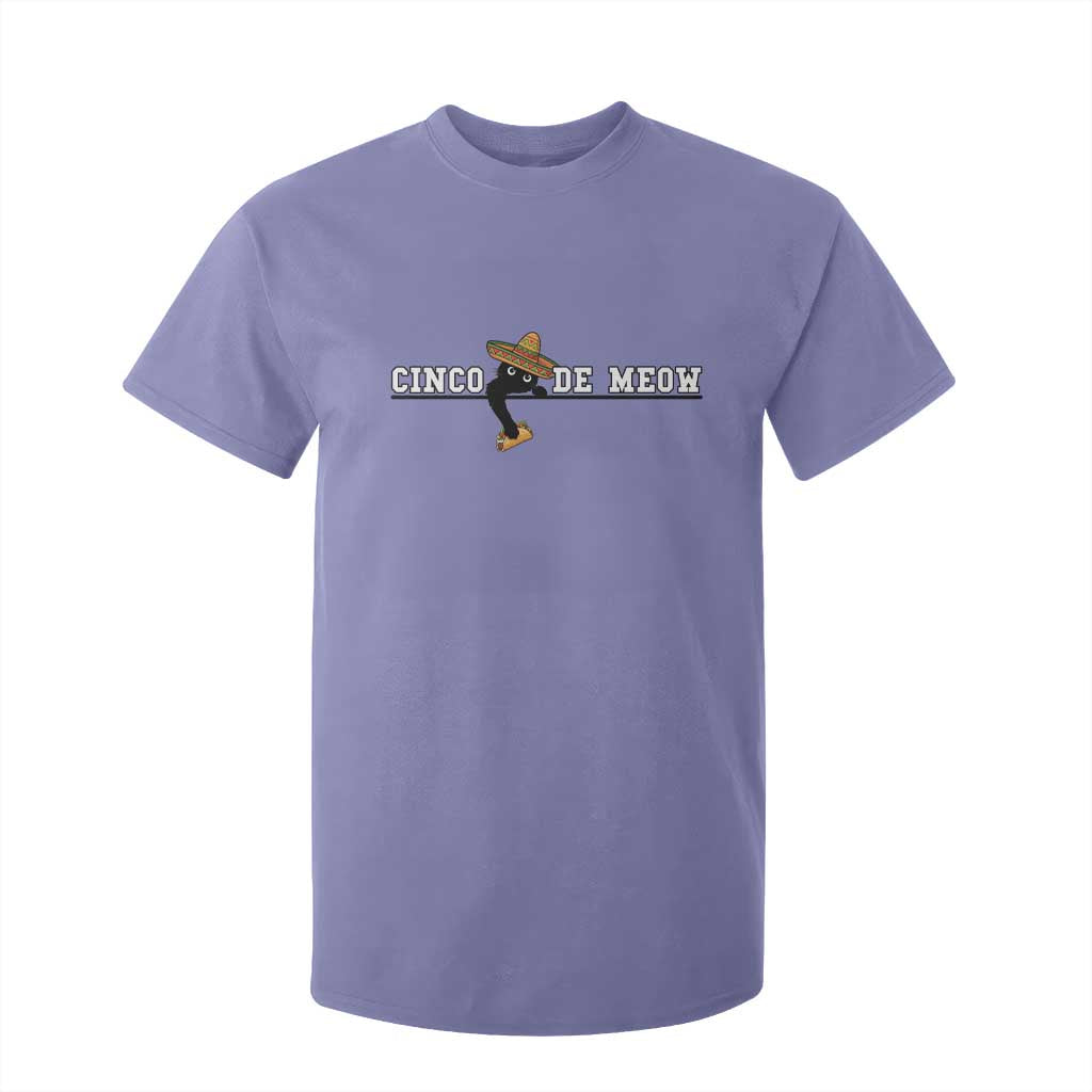 Funny Cinco De Meow T Shirt For Kid Cute Black Cat Eating Taco TS12 Violet Print Your Wear
