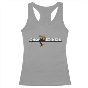 Funny Cinco De Meow Racerback Tank Top Cute Black Cat Eating Taco TS12 Sport Gray Print Your Wear