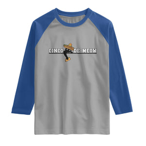 Funny Cinco De Meow Raglan Shirt Cute Black Cat Eating Taco TS12 Sport Gray Royal Print Your Wear