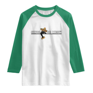 Funny Cinco De Meow Raglan Shirt Cute Black Cat Eating Taco TS12 White Kelly Green Print Your Wear