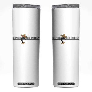 Funny Cinco De Meow Skinny Tumbler Cute Black Cat Eating Taco TS12 White Print Your Wear