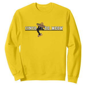 Funny Cinco De Meow Sweatshirt Cute Black Cat Eating Taco TS12 Daisy Print Your Wear