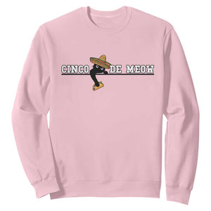 Funny Cinco De Meow Sweatshirt Cute Black Cat Eating Taco TS12 Light Pink Print Your Wear
