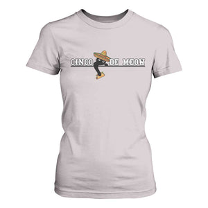Funny Cinco De Meow T Shirt For Women Cute Black Cat Eating Taco TS12 Ice Gray Print Your Wear