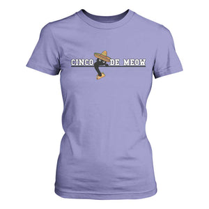 Funny Cinco De Meow T Shirt For Women Cute Black Cat Eating Taco TS12 Violet Print Your Wear